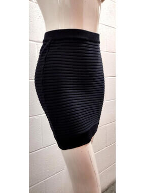 Vintage Cache Black Short Skirt Bombshell 90s Bodycon Fit SILK SPANDEX Small